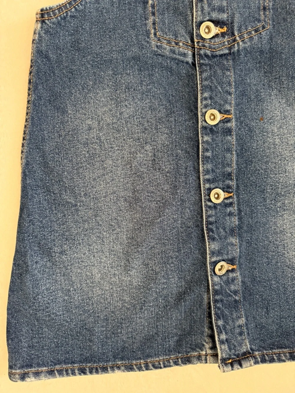 Zara | Dungaree Denim Button Front Overall Jean Jumper Dress Made in Egypt (10) - Picture 4 of 15